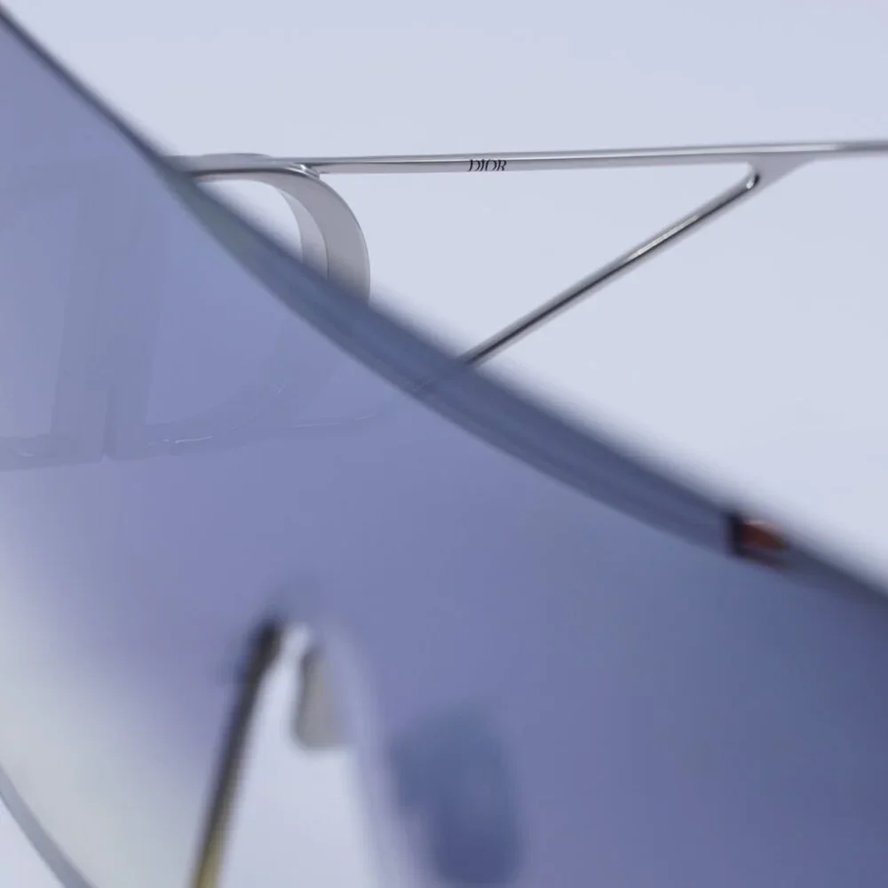 Dior 30MONTAIGNE M1U F0A6 Rimless Sunglasses Silver Shield Frame, Grey Lenses - Picture 9 of 11